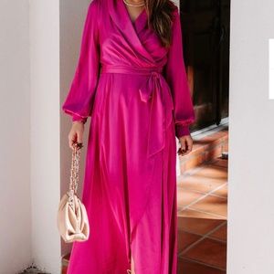 VICI Always Memorable Satin Maxi Dress - Magenta XL